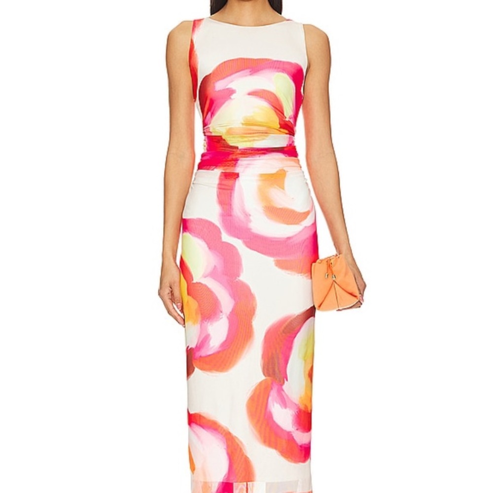 Amanda Uprichard Pink and Red Sleeveless Sheath Dress
